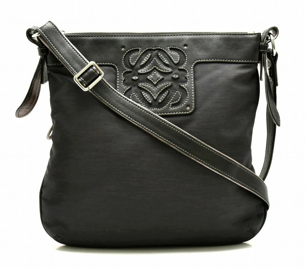 Loewe Anagram Leather Messenger Crossbody Black